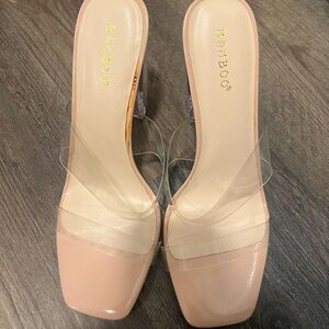REVOLVE Women's Nude Heels with Clear Straps